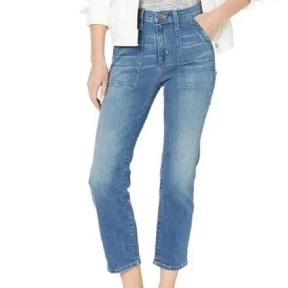J.Crew Petite Womens Crop Ankle Patch Pocket Utility Jeans Blue Size 26P